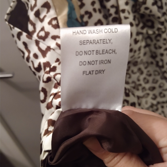 Blue Floral Leopard Print Dress with Pockets M - Picture 4 of 5